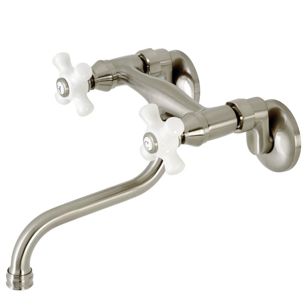 Kingston Brass KS616SN Two-Handle Wall Mount Bathroom Faucet, Brushed Nickel KS616SN - main
